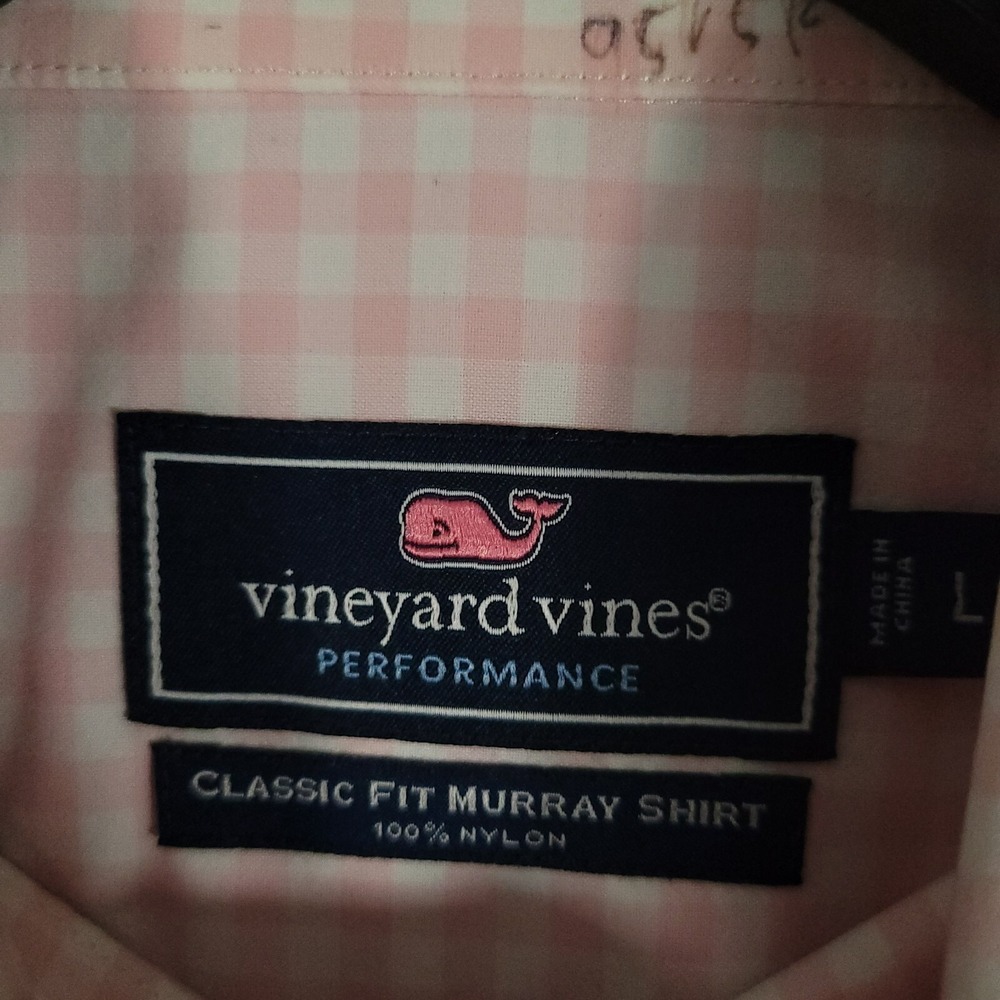 Vineyard Vines Performance Murray‎ Shirt Mens Large Pink Gingham Nylon Classic - Picture 3 of 9